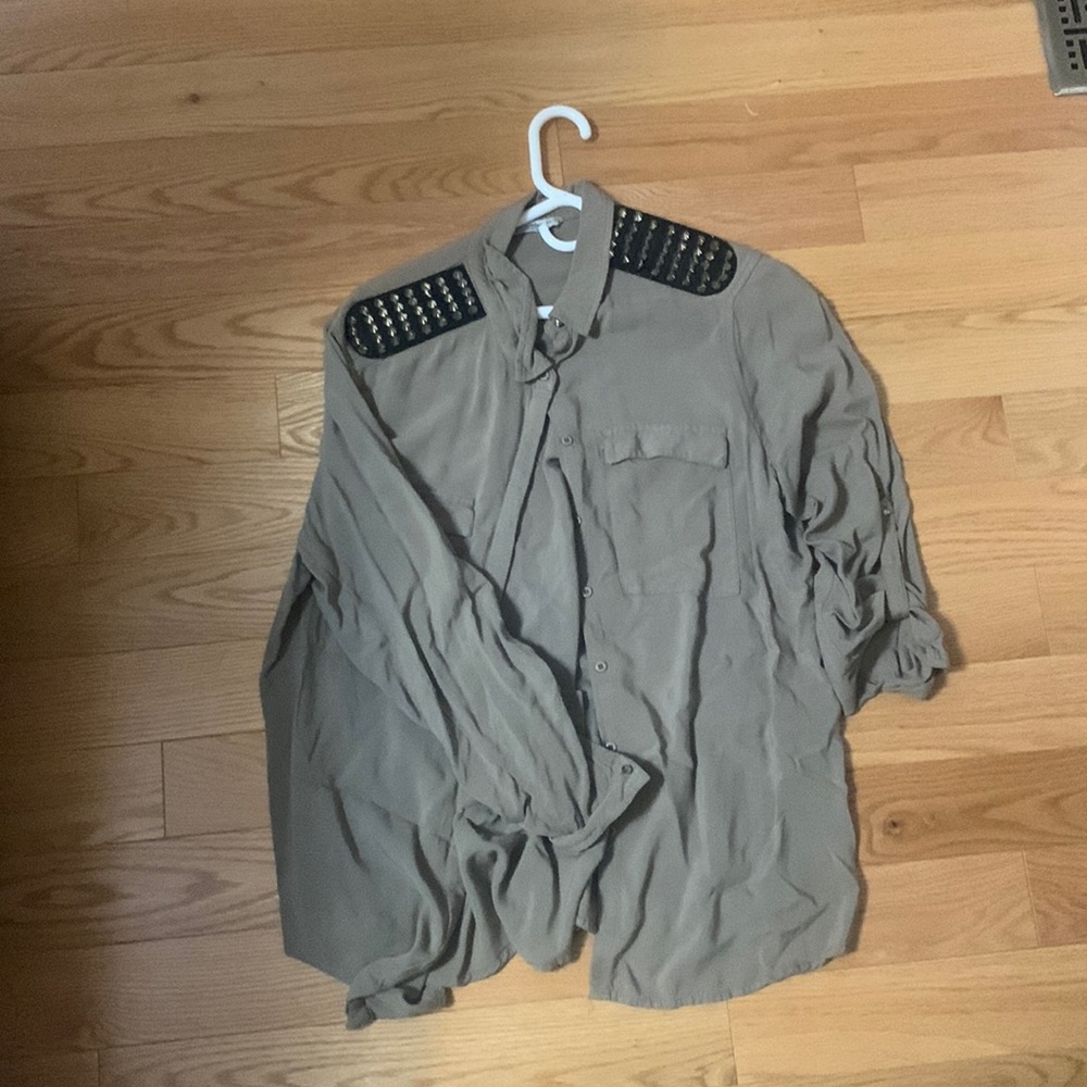 Army green button up